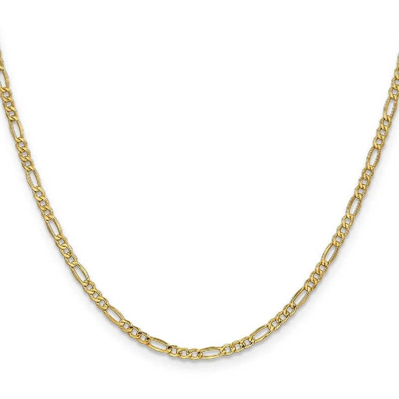 women stackable necklaces -Curata 10k Yellow Gold 2.5mm Figaro Link Chain Necklace (Lobster) Options: 16 18 20 22 24