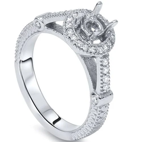 women diamond wedding rings -Diamond Engagement Ring Setting Semi Mount Ring 14K White Gold