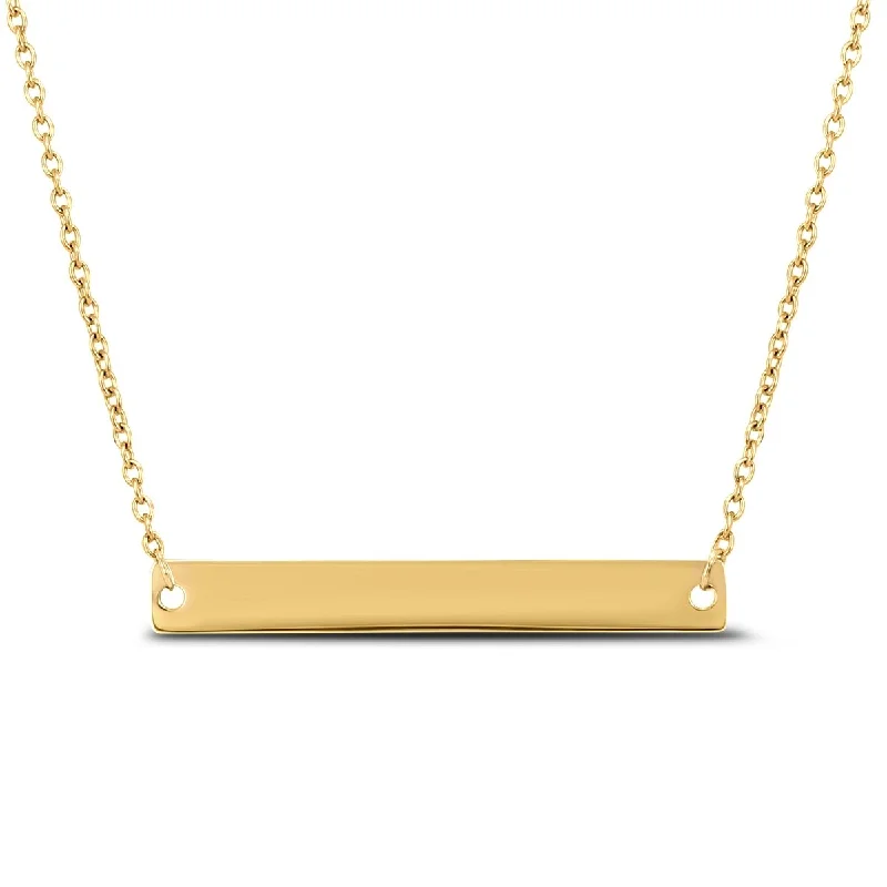 women friendship necklaces -14K Yellow Gold 24MM Bar Necklace