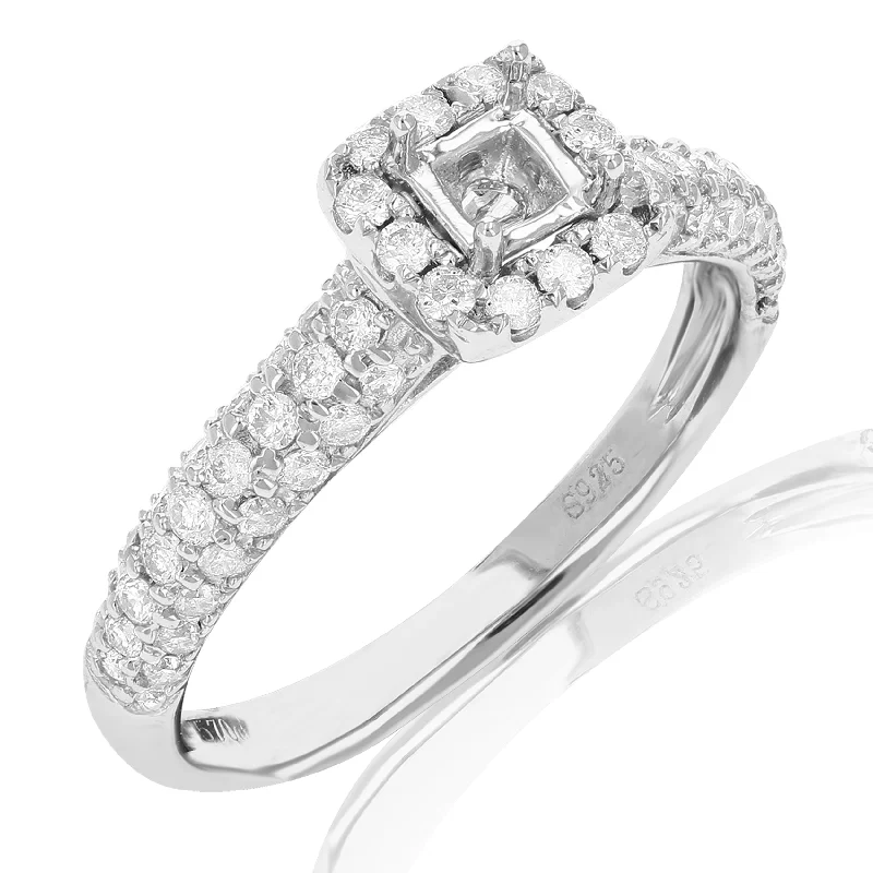 women high-quality engagement rings -0.60 cttw Diamond Semi Mount Engagement Ring .925 Sterling Silver