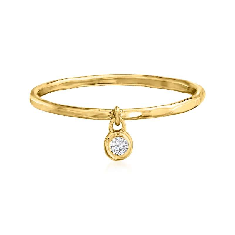 women eternity engagement rings -Ross-Simons 14kt Yellow Gold Bezel-Set Diamond Accent Charm Ring