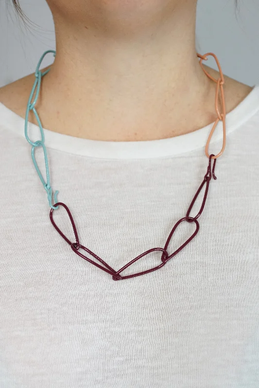 women chunky necklaces -Modular Necklace in Lush Burgundy, Faded Teal, and Dusty Rose