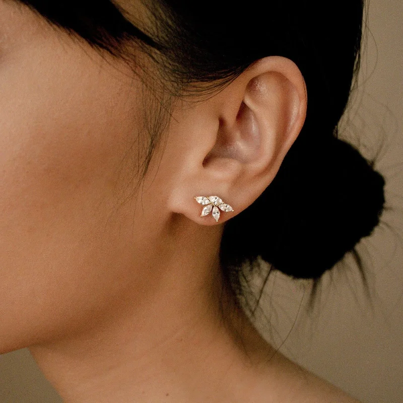 women long drop earrings -Marquise Diamond Studs