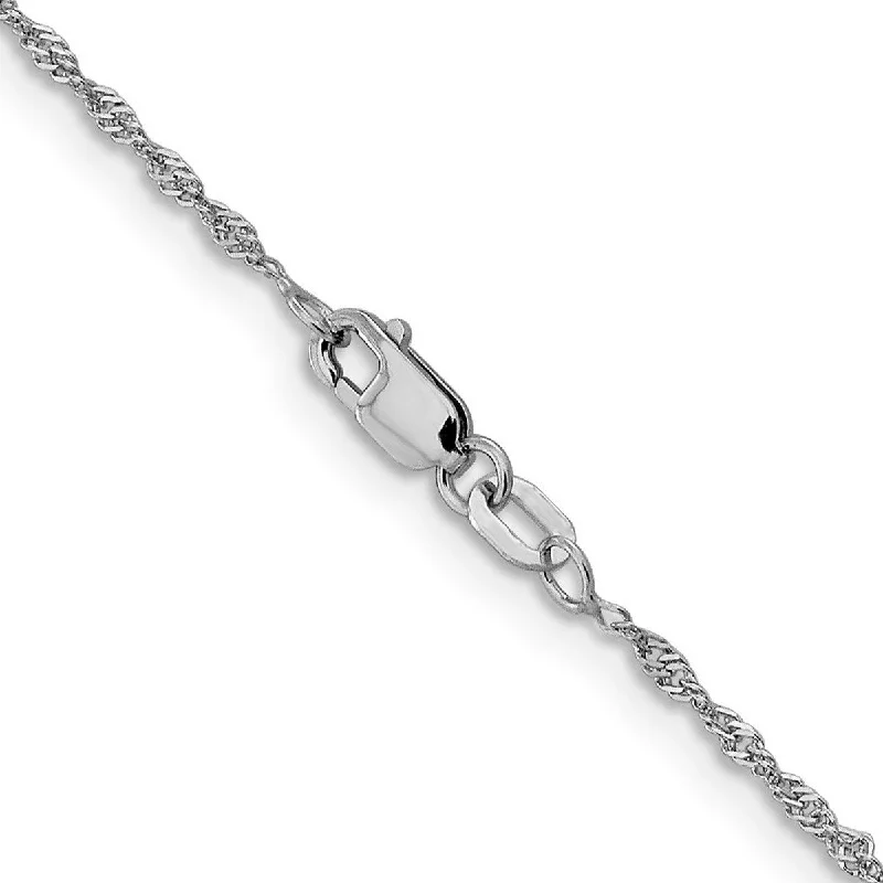 women opal necklaces -Curata Italian 14k White Gold 1.3mm Polished Singapore Chain Necklace (Lobster) Options: 16 18 20 24