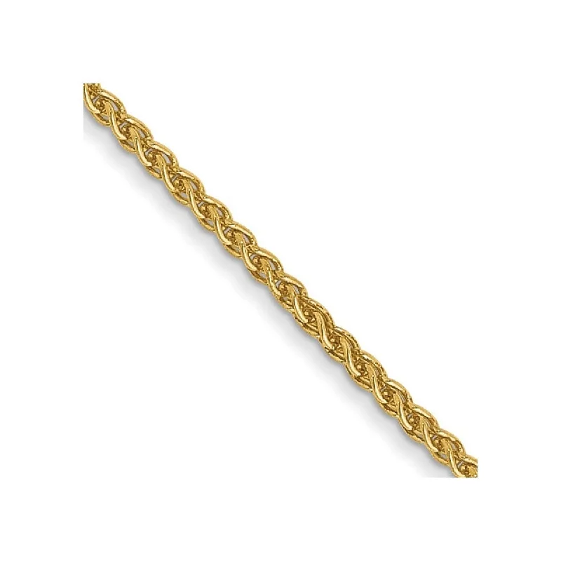 women gold necklaces -Curata 14k Yellow Gold Solid 1.1mm Polished Spiga Wheat Chain Necklace (Lobster) Options: 16 18 20 22 24 30