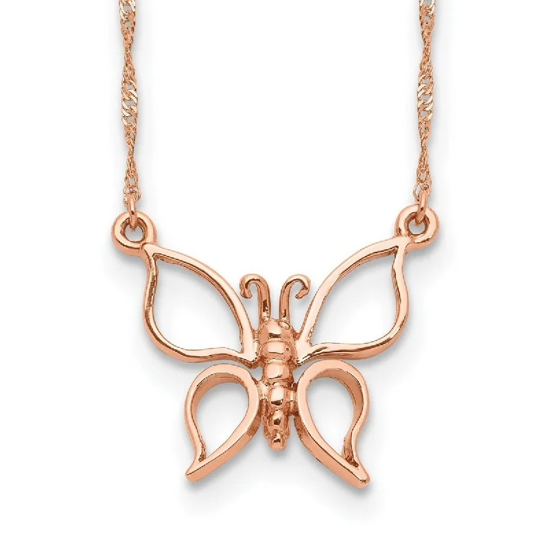 women affordable necklaces -Curata 14k Rose Gold Polished Butterfly Angel Wings Necklace (16mm x 18mm), 17"