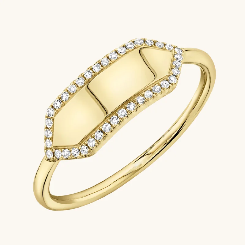 women vintage rings -Diamond Personalized ID Ring