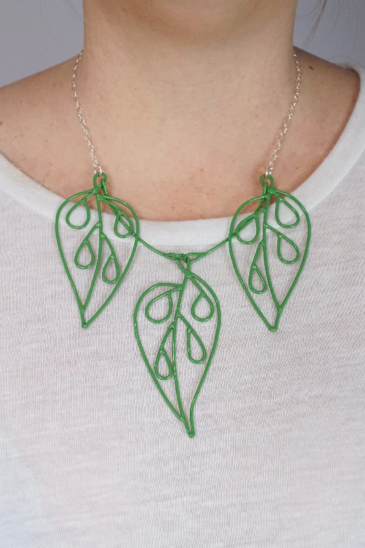 women eco-friendly necklaces -Triple Ada Drop Necklace in Fresh Green