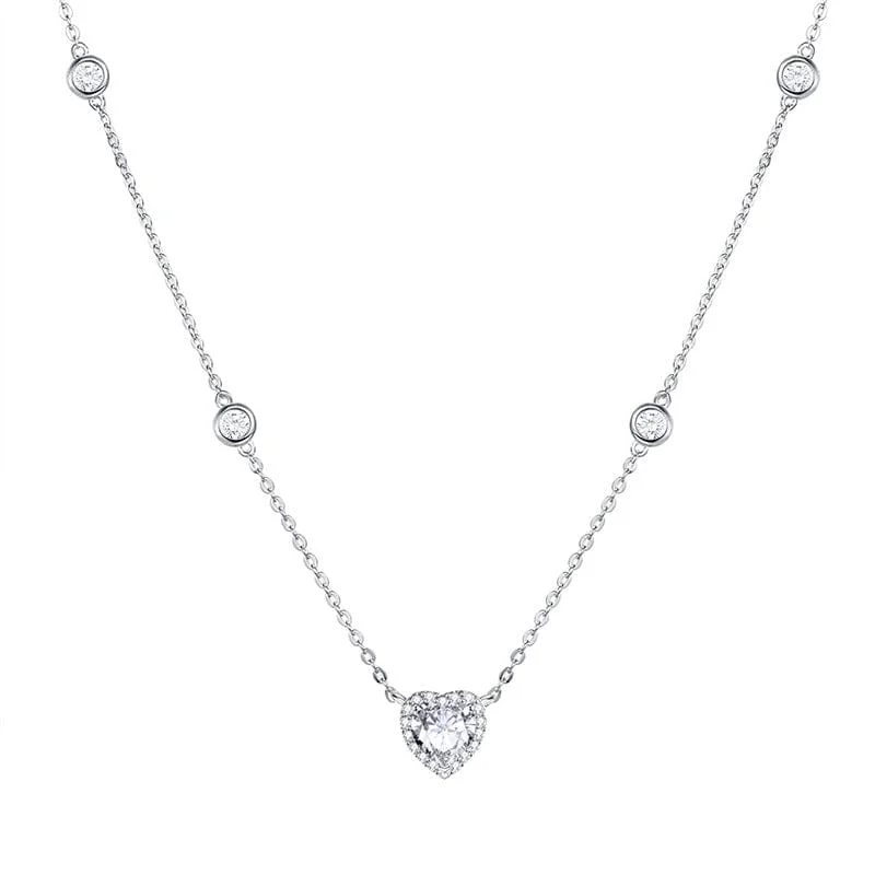 women birthday gift necklaces -"Glam Heart" Heart Shape Sterling Silver Necklace