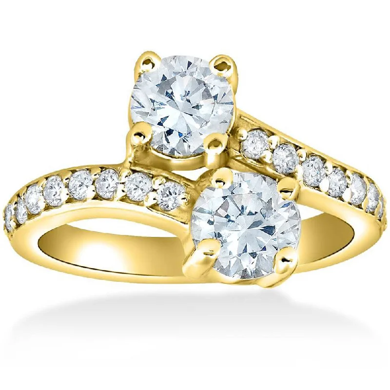 women diamond wedding rings -1 1/2 cttw Forever Us 2-Stone Diamond Engagement Forever Us Ring 14k Yellow Gold