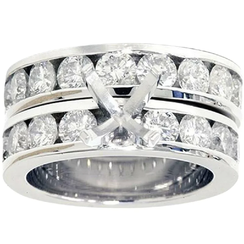 women wedding and engagement rings -3ct Diamond Engagement Semi Mount Wedding Ring Set White Gold Channel Set