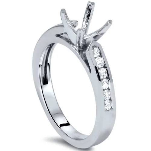 women luxurious platinum engagement rings -1/4ct Diamond Channel Set Mount Ring 14K White Gold