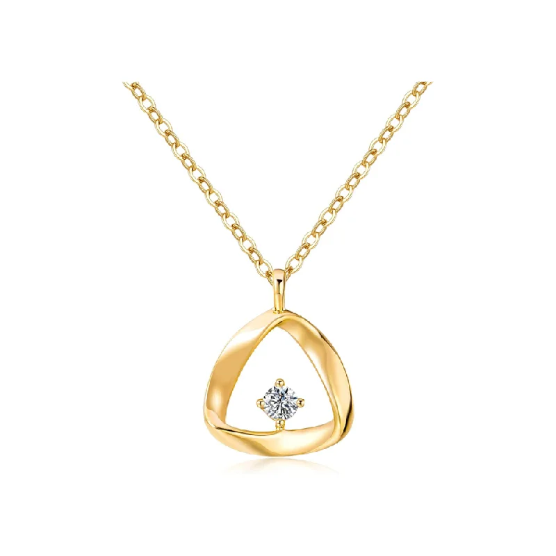 women friendship necklaces -FANCIME "The One" Mobius Triangle Shape 14K Solid Yellow Gold Necklace