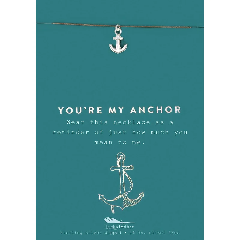 women romantic necklaces -You're My Anchor - Silver Anchor Necklace