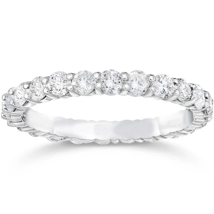 women adjustable engagement rings -1 1/2ct Prong Diamond Eternity Ring 14K White Gold