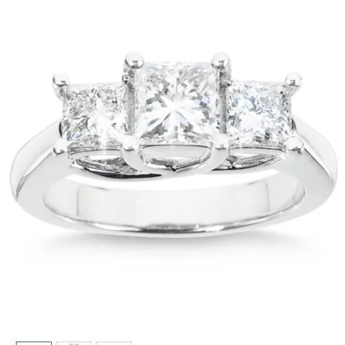 women classic solitaire engagement rings -1 1/2ct Three Stone Diamond Ring 14K White Gold