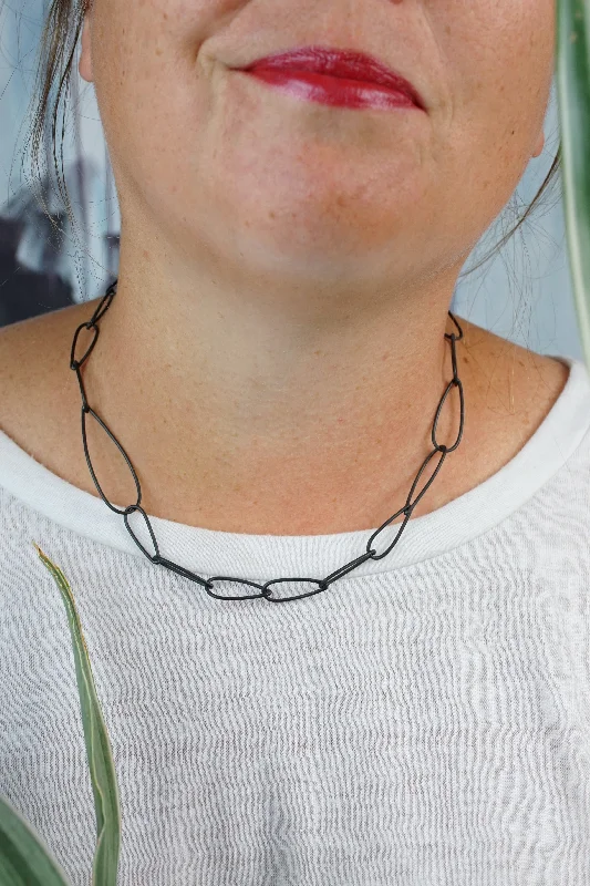 women pearl necklaces -Petite Modular Necklace No. 2 in steel