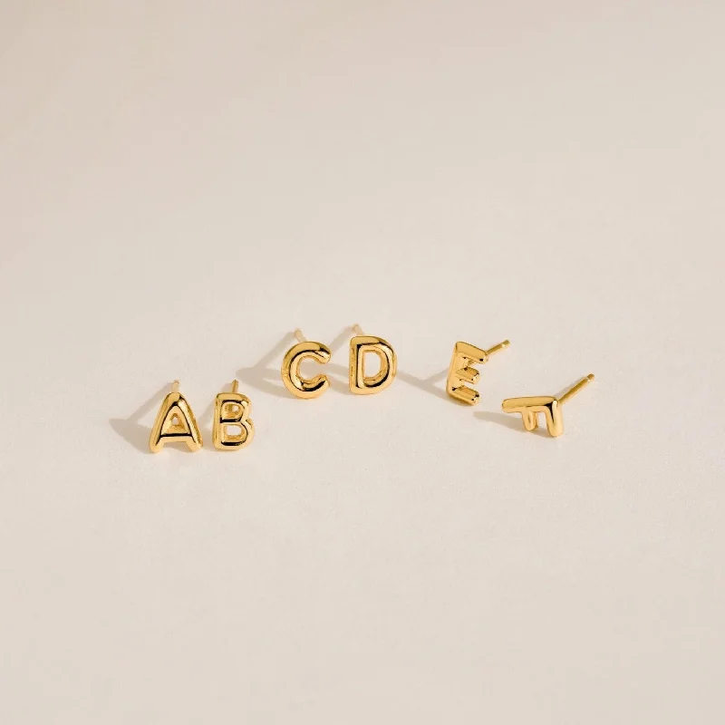 women bridal earrings -Bubble Letter Studs