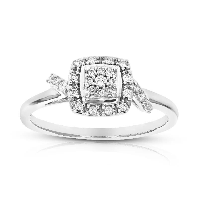 women classic princess-cut engagement rings -1/6 cttw Round Lab Grown Diamond Wedding Engagement Ring For Women .925 Sterling Silver Prong Set