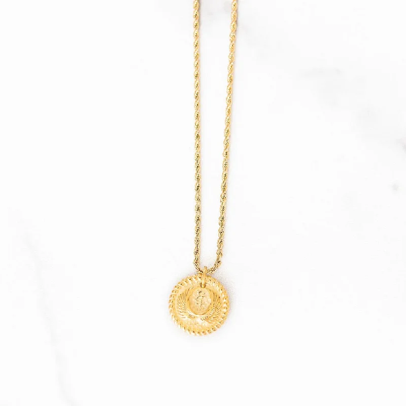 women gold necklaces -Angel Wings Medallion Necklace