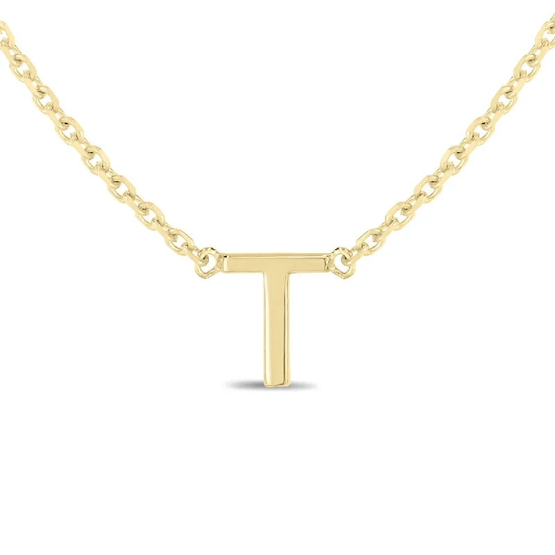 women eco-conscious necklaces -Marquee Jewels 14K Solid Yellow Gold T Mini Initial Necklace