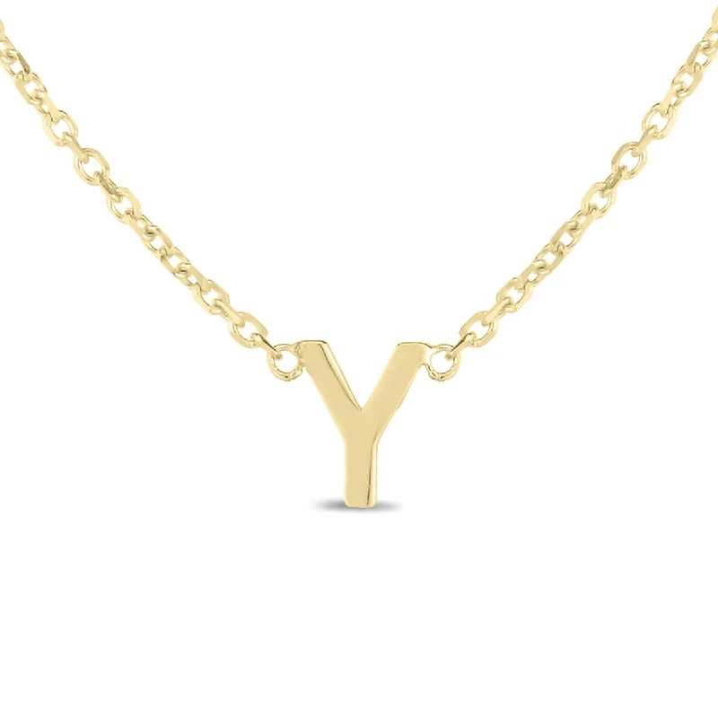 women friendship necklaces -Marquee Jewels 14K Solid Yellow Gold Y Mini Initial Necklace