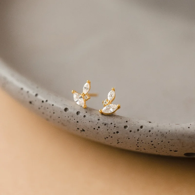 women statement gold earrings -Flora Marquise Studs