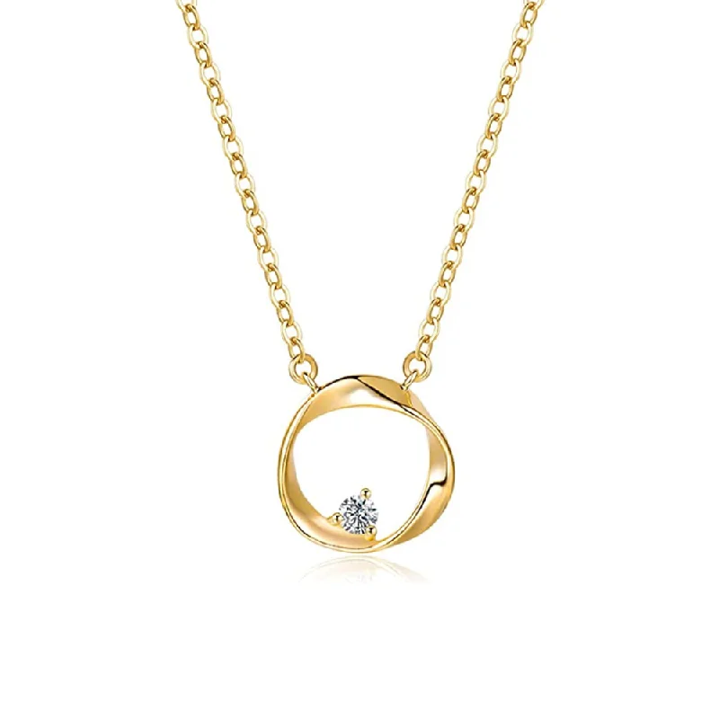 women geometric pendant necklaces -FANCIME "The One" Gold Mobius Open Circle 14K Solid Yellow Necklace