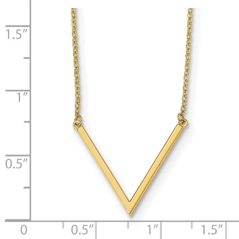 women pearl necklaces -Curata 14k Yellow Gold Polished V Chevron Necklace (19mm x 21mm), 17+1"