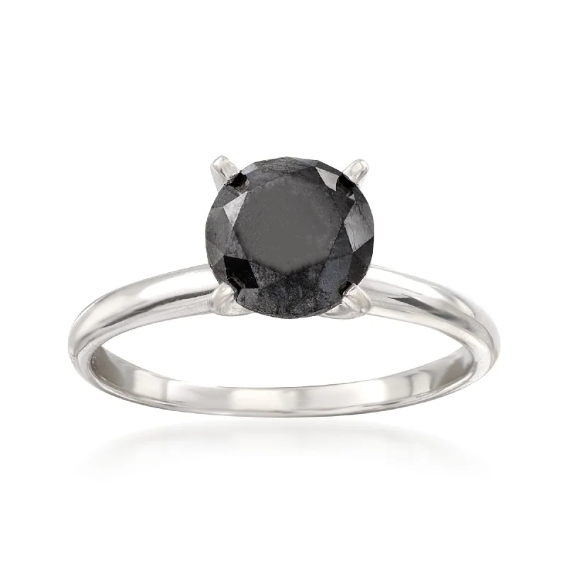 women eternity engagement rings -Ross-Simons Black Diamond Solitaire Ring in 14kt White Gold