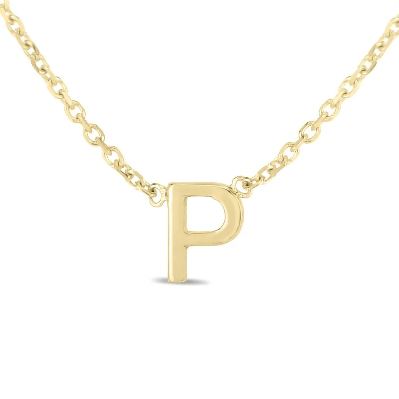 women personalized necklaces -Marquee Jewels 14K Solid Yellow Gold P Mini Initial Necklace