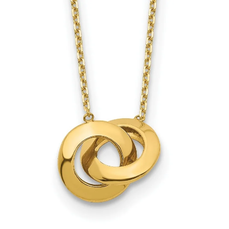 women diamond necklaces -Curata 14k Yellow Gold Polished 9mm Intertwined Circle Necklace, 16"