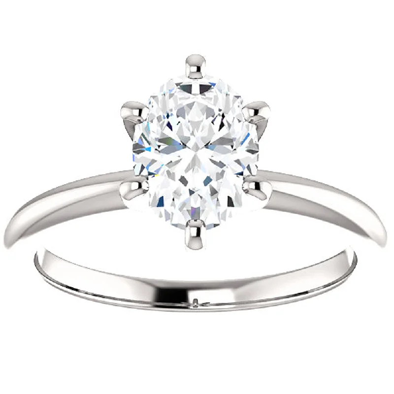 women romantic engagement rings -Platinum 1 Ct Oval Diamond Solitaire Engagement Ring