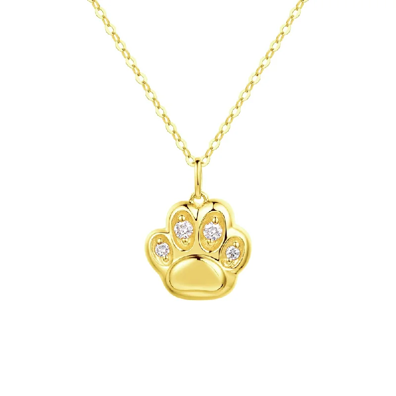 women personalized necklaces -FANCIME "Cutie" Cat Paw Dainty 14K Yellow Gold Necklace