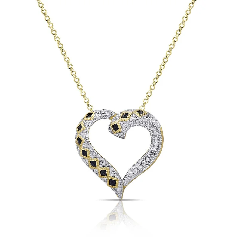 women minimalist gold necklaces -Dolce Giavonna Gold over Sterling Silver Sapphire and Diamond Accent Heart Design Necklace